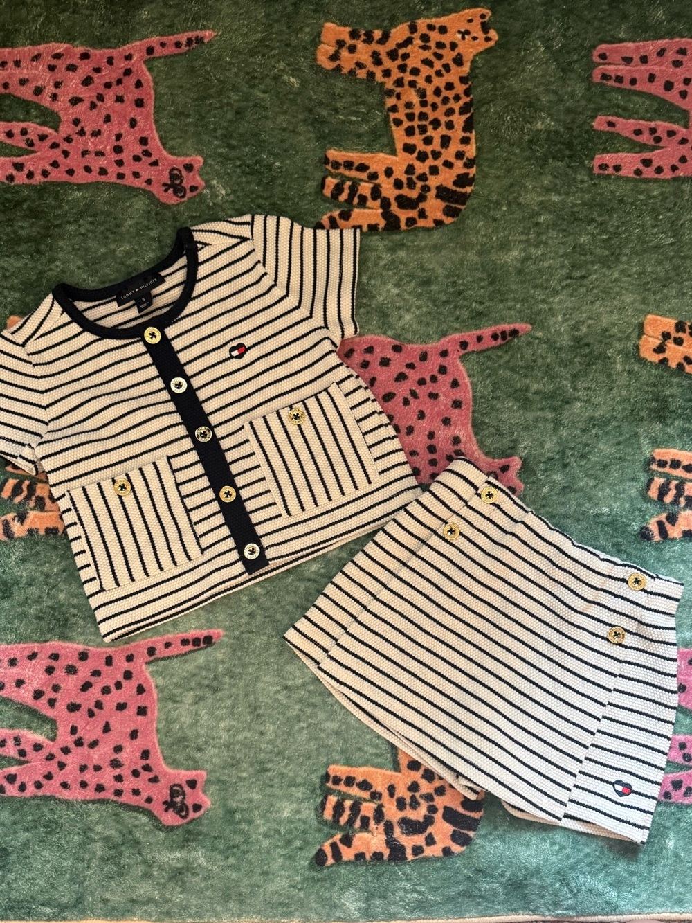 Tommy Hilfiger Girls Navy & White Striped Skort Two-Piece Set